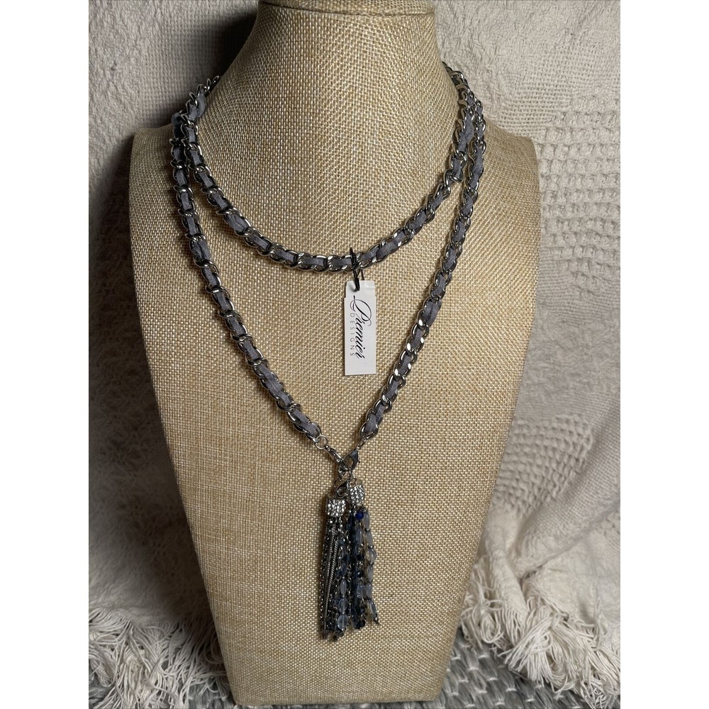Premier Designs Jewelry Dusk Blue Leather Necklace WOMENS REDUCED VINTAGE
